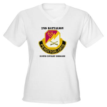 2B316CB - A01 - 04 - DUI - 2Bn - 316th Cavalry Bde with text Women's V-Neck T-Shirt - Click Image to Close