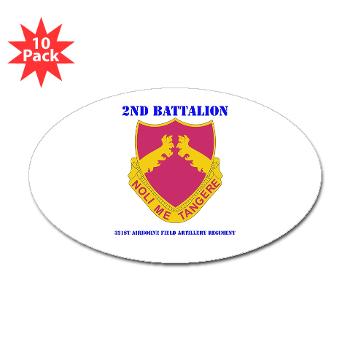 2B321AFAR - M01 - 01 - DUI - 2nd Bn - 321st Airborne FA Regt with Text Sticker (Oval 10 pk) - Click Image to Close