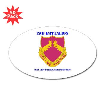 2B321AFAR - M01 - 01 - DUI - 2nd Bn - 321st Airborne FA Regt with Text Sticker (Oval 50 pk) - Click Image to Close