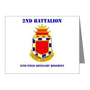 2B32FAR - M01 - 02 - DUI - 2nd Bn - 32nd Field Artillery Regiment with Text Note Cards (Pk of 20)