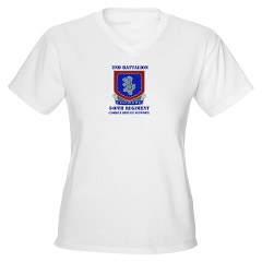 2B340RCSS - A01 - 04 - DUI - 2nd Bn - 340th Regt CSS with Text Women's V-Neck T-Shirt