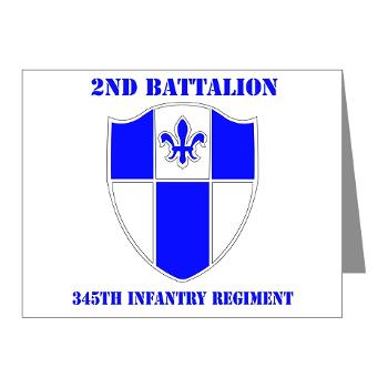 2B345IR - M01 - 02 - DUI - 2nd Bn - 345th Infantry Regt with text Note Cards (Pk of 20)