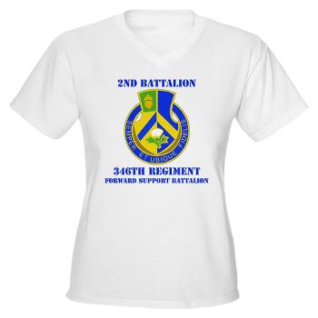 2B346R - A01 - 04 - DUI - 2nd Battalion - 346 Regiment - FSB with Text Women's V-Neck T-Shirt - Click Image to Close