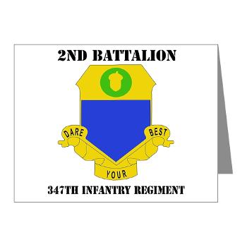 2B347IR - M01 - 02 -DUI - 2nd Bn - 347th Infantry Regt with text - Note Cards (Pk of 20)