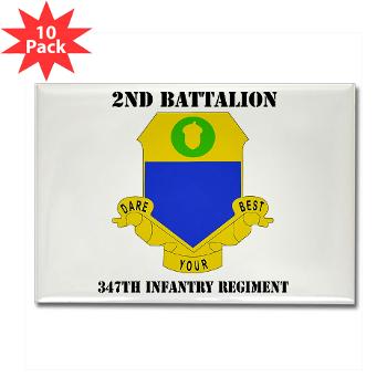2B347IR - M01 - 01 -DUI - 2nd Bn - 347th Infantry Regt with text - Rectangle Magnet (100 pack)