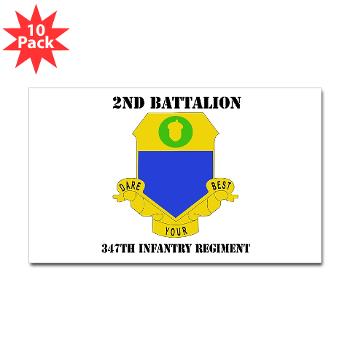 2B347IR - M01 - 01 -DUI - 2nd Bn - 347th Infantry Regt with text - Sticker (Rectangle 10 pk) - Click Image to Close