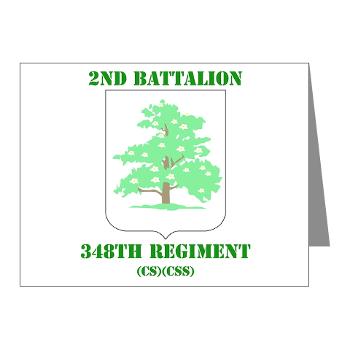 2B348RCSCSS - M01 - 02 - DUI - 2nd Battalion - 348th Regiment (CS/CSS) with Text - Note Cards (Pk of 20) - Click Image to Close