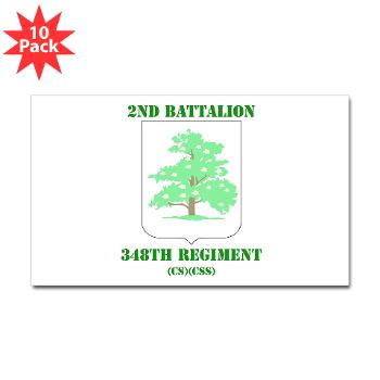 2B348RCSCSS - M01 - 01 - DUI - 2nd Battalion - 348th Regiment (CS/CSS) with Text - Sticker (Rectangle 10 pk)