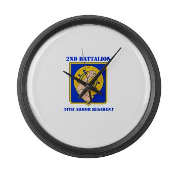 2B34AR - M01 - 03 - DUI - 2nd Bn - 34th Armor Regt with Text - Large Wall Clock - Click Image to Close