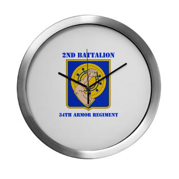 2B34AR - M01 - 03 - DUI - 2nd Bn - 34th Armor Regt with Text - Modern Wall Clock - Click Image to Close
