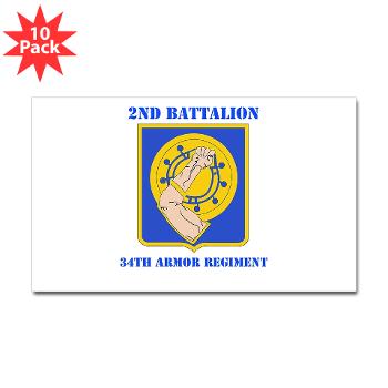 2B34AR - M01 - 01 - DUI - 2nd Bn - 34th Armor Regt with Text - Sticker (Rectangle 10 pk)