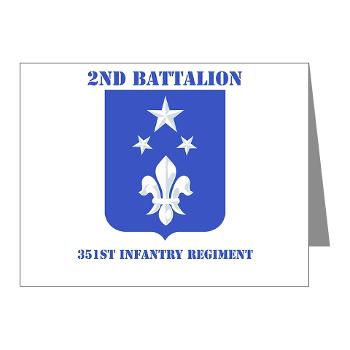 2B351IR - M01 - 02 - DUI - 2nd Bn - 351st Infantry Regt with Text - Note Cards (Pk of 20)