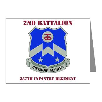 2B357IR - M01 - 02 - DUI - 2nd Bn - 357th Infantry Regiment with Text Note Cards (Pk of 20)