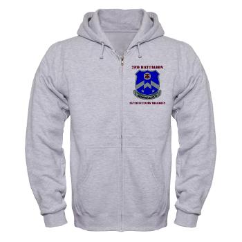 2B357IR - A01 - 03 - DUI - 2nd Bn - 357th Infantry Regiment with Text Zip Hoodie