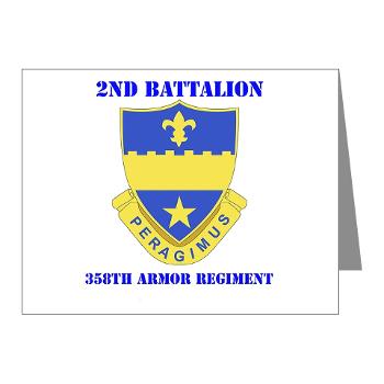 2B358AR - M01 - 02 - DUI - 2nd Bn - 358th Armor Regiment with Text Note Cards (Pk of 20)