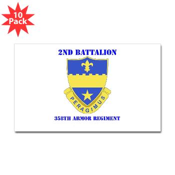 2B358AR - M01 - 01 - DUI - 2nd Bn - 358th Armor Regiment with Text Sticker (Rectangle 10 pk) - Click Image to Close
