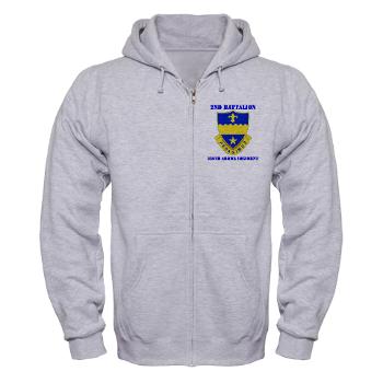 2B358AR - A01 - 03 - DUI - 2nd Bn - 358th Armor Regiment with Text Zip Hoodie - Click Image to Close