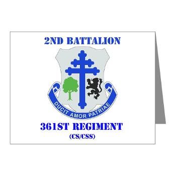 2B361R - M01 - 02 - DUI - 2nd Bn - 361st Regiment(CS/CSS) with Text Note Cards (Pk of 20)