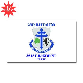 2B361R - M01 - 01 - DUI - 2nd Bn - 361st Regiment(CS/CSS) with Text Sticker (Rectangle 10 pk) - Click Image to Close