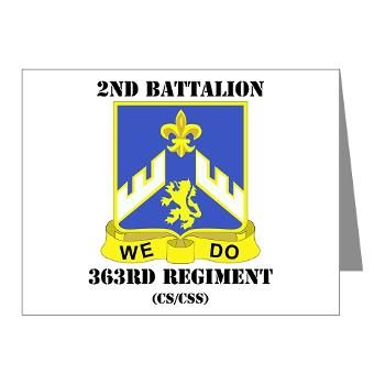 2B363RCSCSS - M01 - 02 - DUI - 2nd Bn - 363rd Regt(CS/CSS) with Text Note Cards (Pk of 20) - Click Image to Close