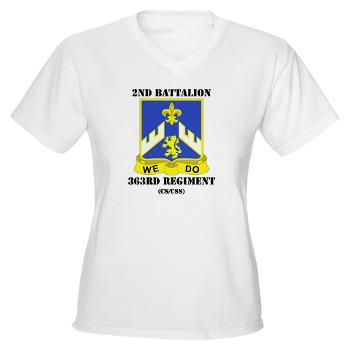 2B363RCSCSS - A01 - 04 - DUI - 2nd Bn - 363rd Regt(CS/CSS) with Text Women's V-Neck T-Shirt