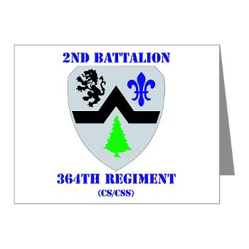 2B364R - M01 - 02 - DUI - 2nd Bn - 364th Regiment (CS/CSS) with Text Note Cards (Pk of 20)