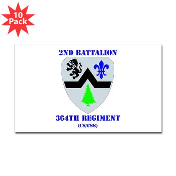 2B364R - M01 - 01 - DUI - 2nd Bn - 364th Regiment (CS/CSS) with Text Sticker (Rectangle 10 pk)