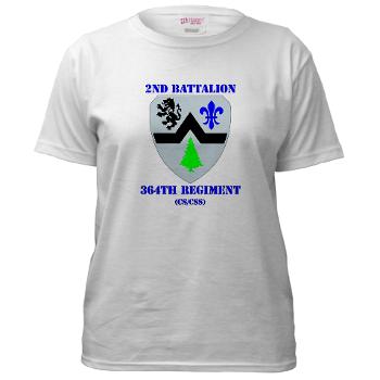 2B364R - A01 - 04 - DUI - 2nd Bn - 364th Regiment (CS/CSS) with Text Women's T-Shirt