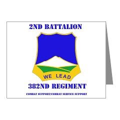 2B382RCSCSS - M01 - 02 - DUI - 2nd Battalion - 382nd Regiment (CS/CSS) with Text Note Cards (Pk of 20) - Click Image to Close