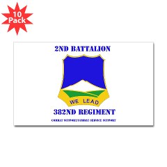 2B382RCSCSS - M01 - 01 - DUI - 2nd Battalion - 382nd Regiment (CS/CSS) with Text Sticker (Rectangle 10 pk)
