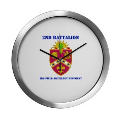 2B3FAR - M01 - 03 - DUI - 2nd Battalion - 3rd Field Artillery Regiment with Text Modern Wall Clock