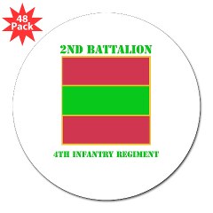 2B4IR - M01 - 01 - DUI - 2nd Bn - 4th Infantry Regiment with Text 3" Lapel Sticker (48 pk)