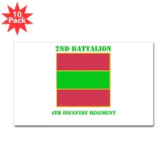 2B4IR - M01 - 01 - DUI - 2nd Bn - 4th Infantry Regiment with Text Sticker (Rectangle 10 pk)