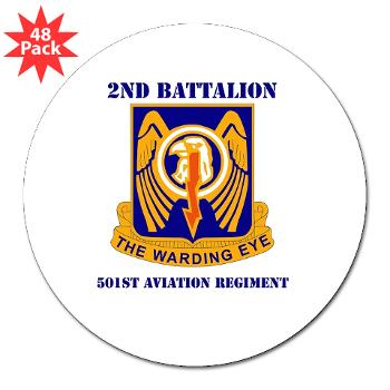 2B501AR - M01 - 01 - DUI - 2nd Bn - 501st Avn Regt with Text - 3" Lapel Sticker (48 pk) - Click Image to Close