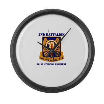 2B501AR - M01 - 03 - DUI - 2nd Bn - 501st Avn Regt with Text - Large Wall Clock