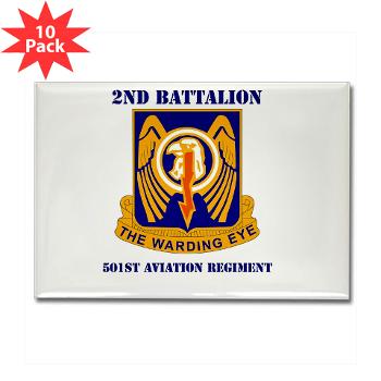2B501AR - M01 - 01 - DUI - 2nd Bn - 501st Avn Regt with Text - Rectangle Magnet (10 pack) - Click Image to Close