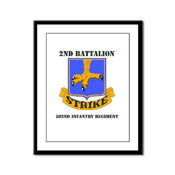 2B502IR - M01 - 02 - DUI - 2nd Battalion - 502nd Infantry Regiment with Text - Framed Panel Print