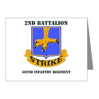 2B502IR - M01 - 02 - DUI - 2nd Battalion - 502nd Infantry Regiment with Text - Note Cards (Pk of 20)