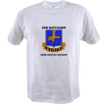 2B502IR - A01 - 04 - DUI - 2nd Battalion - 502nd Infantry Regiment with Text - Value T-Shirt