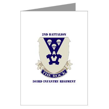 2B503IR - M01 - 02 - DUI - 2nd Battalion - 503rd Infantry Regiment with Text - Greeting Cards (Pk of 10)