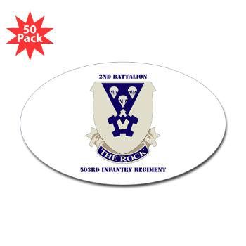 2B503IR - M01 - 01 - DUI - 2nd Battalion - 503rd Infantry Regiment with Text - Sticker (Oval 50 pk)