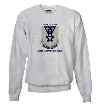 2B503IR - A01 - 03 - DUI - 2nd Battalion - 503rd Infantry Regiment with Text - Sweatshirt - Click Image to Close