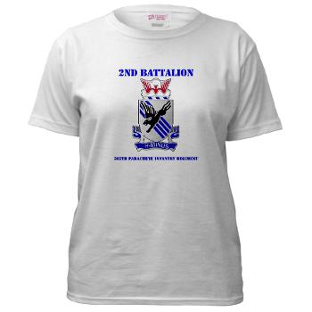 2B505PIR - A01 - 04 - DUI - 2nd Bn - 505th Parachute Infantry Regt with text - Women's T-Shirt