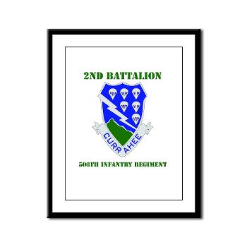 2B506IR - M01 - 02 - DUI - 2nd Battalion - 506th Infantry Regiment with Text Framed Panel Print