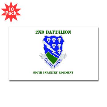 2B506IR - M01 - 01 - DUI - 2nd Battalion - 506th Infantry Regiment with Text Sticker (Rectangle 10 pk)