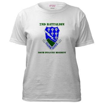 2B506IR - A01 - 04 - DUI - 2nd Battalion - 506th Infantry Regiment with Text Women's T-Shirt