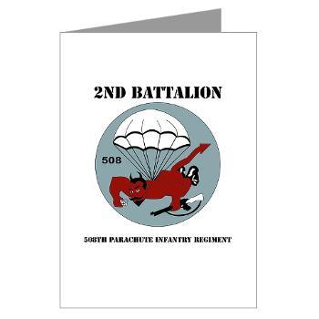 2B508PIR - M01 - 02 -DUI - 2nd Bn - 508th Parachute Infantry Regt with text - Greeting Cards (Pk of 10)