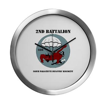 2B508PIR - M01 - 03 -DUI - 2nd Bn - 508th Parachute Infantry Regt with text - Modern Wall Clock - Click Image to Close