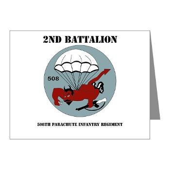 2B508PIR - M01 - 02 -DUI - 2nd Bn - 508th Parachute Infantry Regt with text - Note Cards (Pk of 20) - Click Image to Close