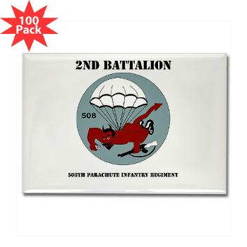 2B508PIR - M01 - 01 -DUI - 2nd Bn - 508th Parachute Infantry Regt with text - Rectangle Magnet (100 pack)